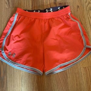 Cute orange women’s Under Armour running shorts